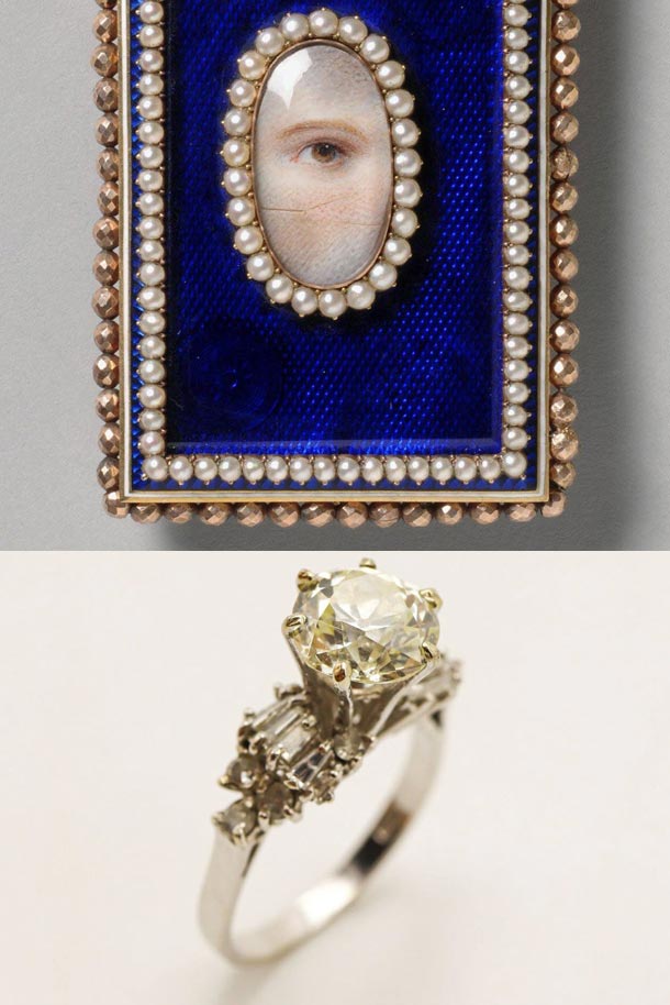 Bijoux sentimentaux Saint-Valentin – lover’s eye et bague diamant Bijoux sentimentaux pour la Saint-Valentin, miniature lover’s eye et bague diamant symbolisant amour et créativité joaillière.